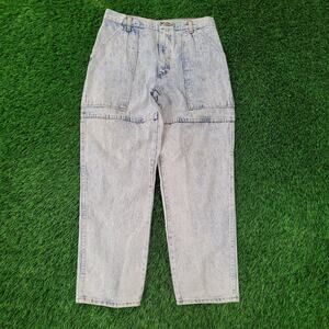 Vintage 80s Wrangler Acid-Wash Jeans 30x28 High-Rise Double Knee USA Made